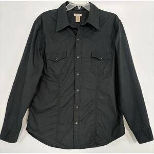 VINTAGE Arizona Jeans Co. Shirt Button Down Pearl Snap Black Cotton Mens L